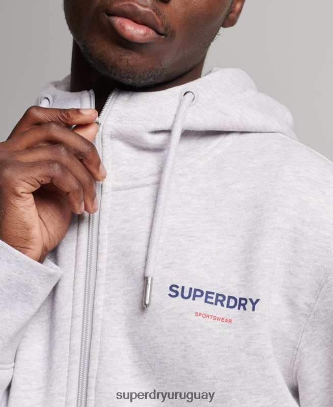 uy Superdry hombres code sportswear sudadera con cremallera gris DT2N8Z543 ropa