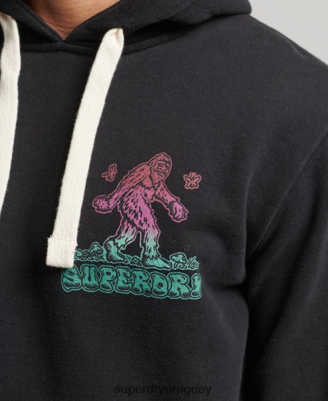 uy Superdry hombres en el bosque sudadera con capucha gráfica gris oscuro DT2N8Z586 ropa