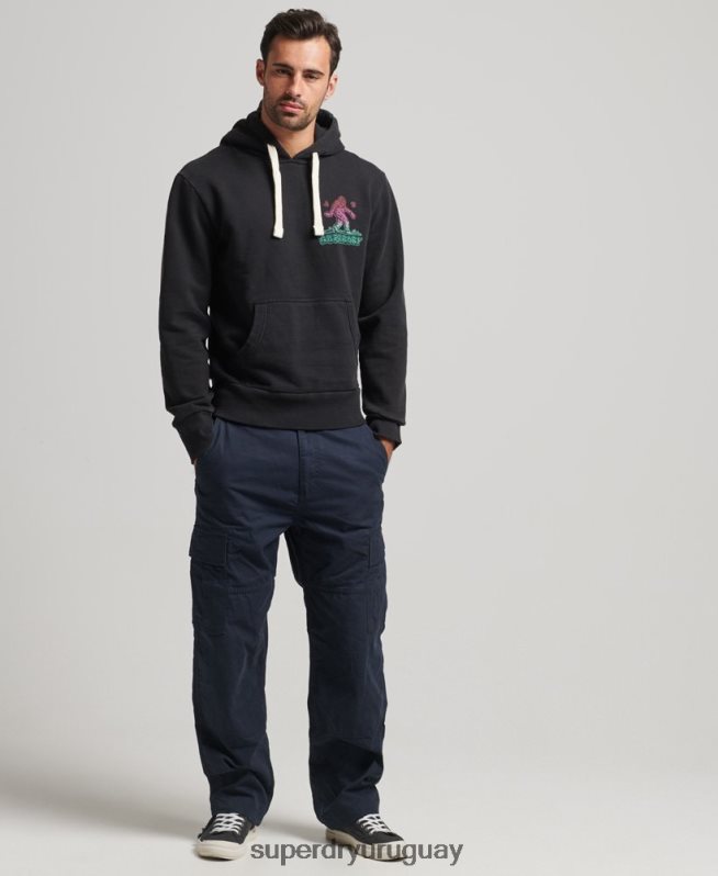 uy Superdry hombres en el bosque sudadera con capucha gráfica gris oscuro DT2N8Z586 ropa