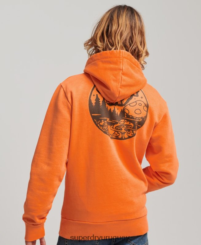 uy Superdry hombres en el bosque sudadera con capucha gráfica naranja DT2N8Z707 ropa