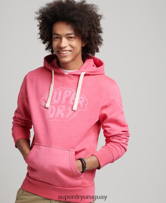 uy Superdry hombres en el bosque sudadera con capucha gráfica rosa DT2N8Z708 ropa