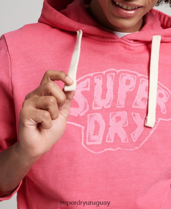 uy Superdry hombres en el bosque sudadera con capucha gráfica rosa DT2N8Z708 ropa