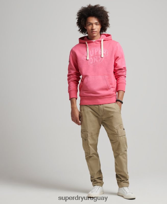 uy Superdry hombres en el bosque sudadera con capucha gráfica rosa DT2N8Z708 ropa
