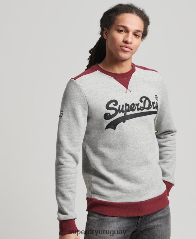 uy Superdry hombres equipo de collage de logotipo vintage gris DT2N8Z858 ropa