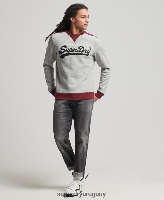 uy Superdry hombres equipo de collage de logotipo vintage gris DT2N8Z858 ropa