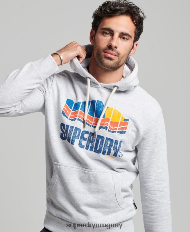 uy Superdry hombres gran sudadera con capucha al aire libre gris DT2N8Z472 ropa