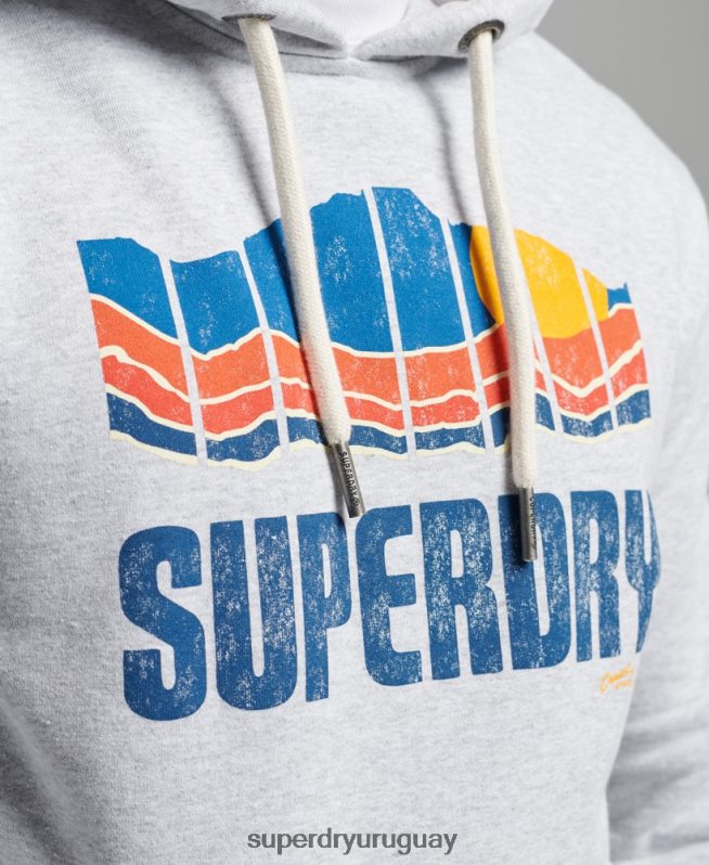 uy Superdry hombres gran sudadera con capucha al aire libre gris DT2N8Z472 ropa