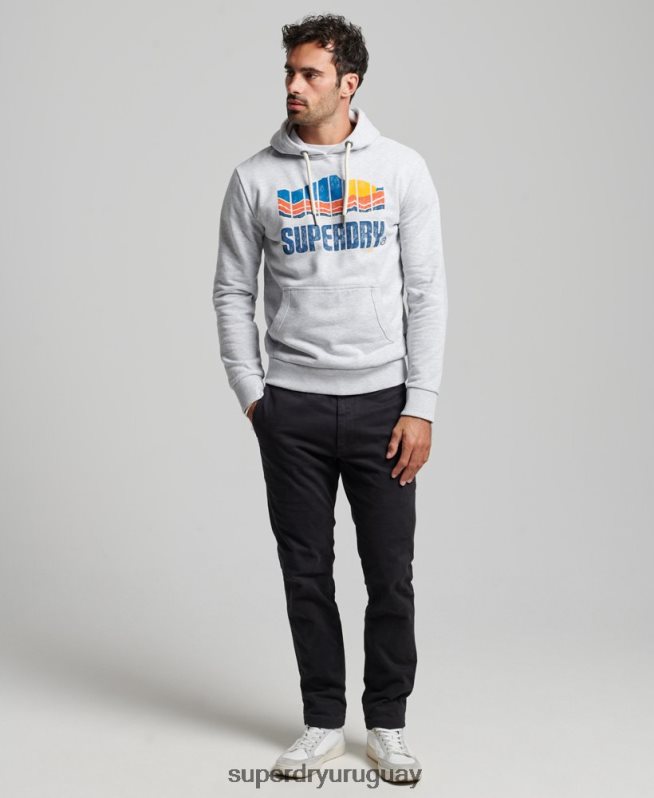 uy Superdry hombres gran sudadera con capucha al aire libre gris DT2N8Z472 ropa