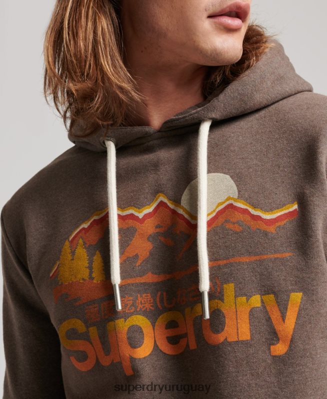 uy Superdry hombres gran sudadera con capucha al aire libre marrón DT2N8Z688 ropa