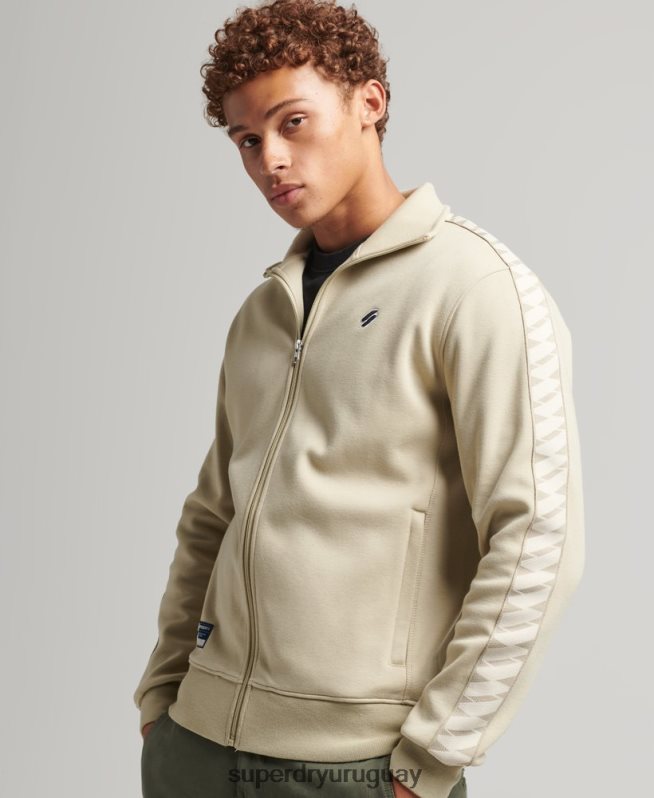 uy Superdry hombres parte superior de la pista de cinta beige DT2N8Z718 ropa