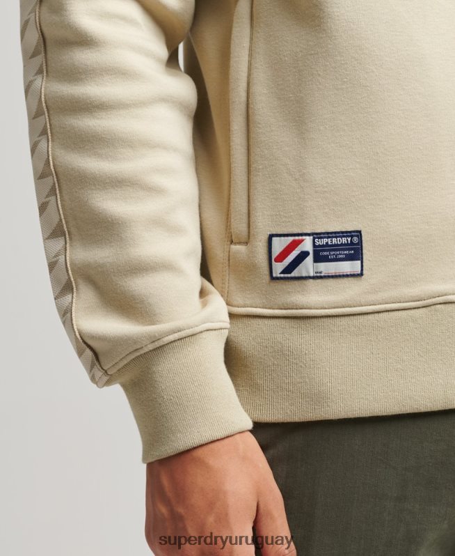uy Superdry hombres parte superior de la pista de cinta beige DT2N8Z718 ropa