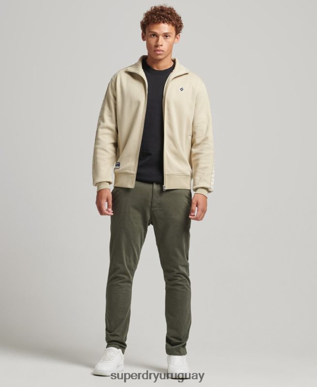 uy Superdry hombres parte superior de la pista de cinta beige DT2N8Z718 ropa