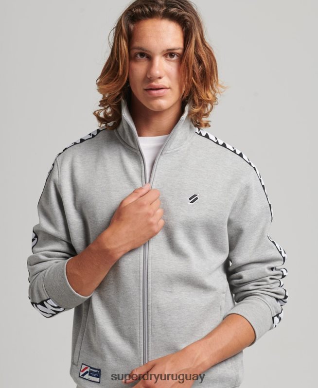 uy Superdry hombres parte superior de la pista de cinta gris DT2N8Z5016 ropa