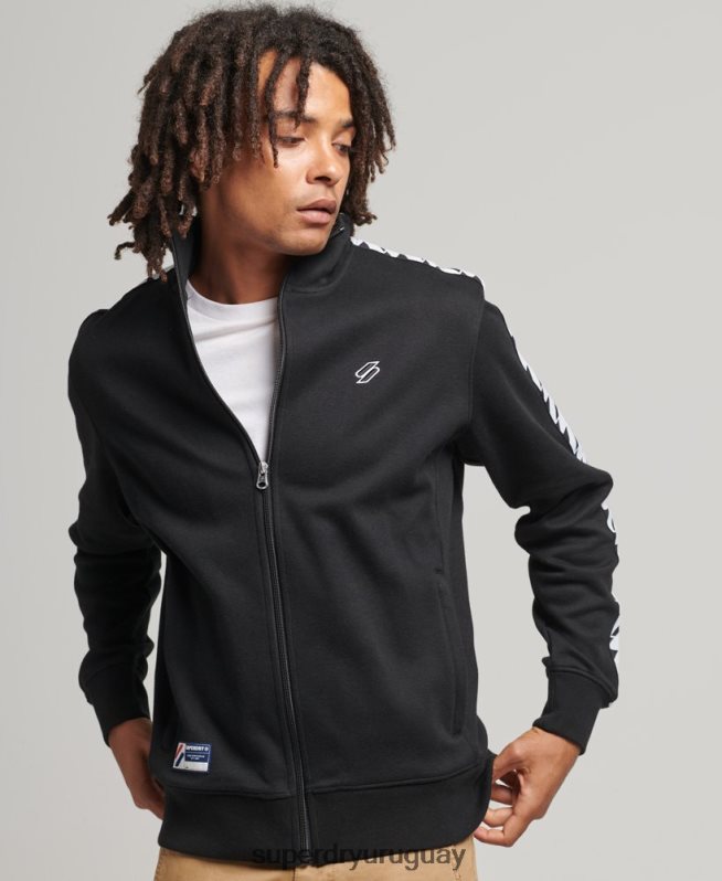 uy Superdry hombres parte superior de la pista de cinta negro DT2N8Z518 ropa