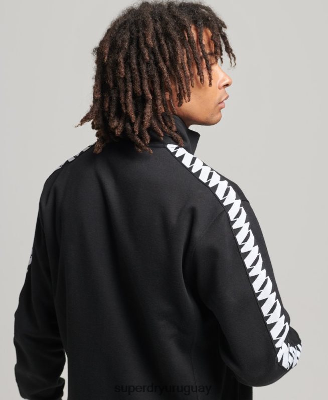 uy Superdry hombres parte superior de la pista de cinta negro DT2N8Z518 ropa