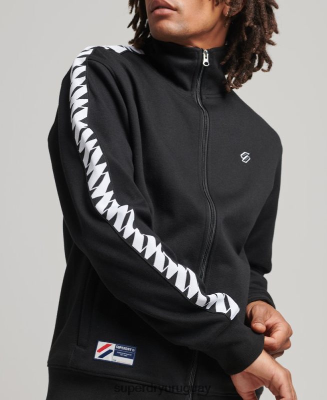 uy Superdry hombres parte superior de la pista de cinta negro DT2N8Z518 ropa