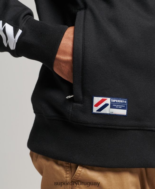 uy Superdry hombres parte superior de la pista de cinta negro DT2N8Z518 ropa
