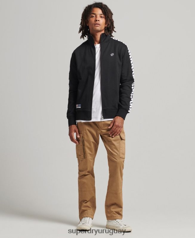 uy Superdry hombres parte superior de la pista de cinta negro DT2N8Z518 ropa