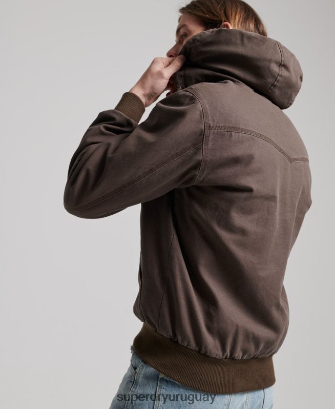 uy Superdry hombres ropa de trabajo con capucha marrón DT2N8Z25 ropa