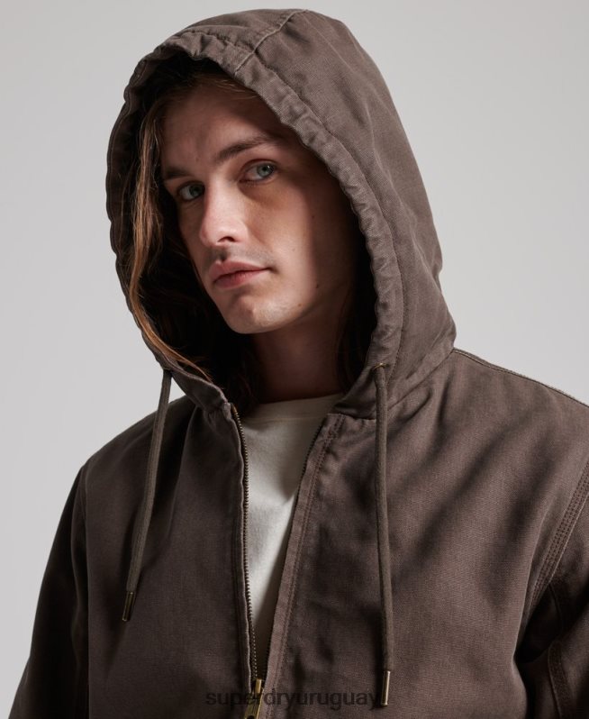 uy Superdry hombres ropa de trabajo con capucha marrón DT2N8Z25 ropa
