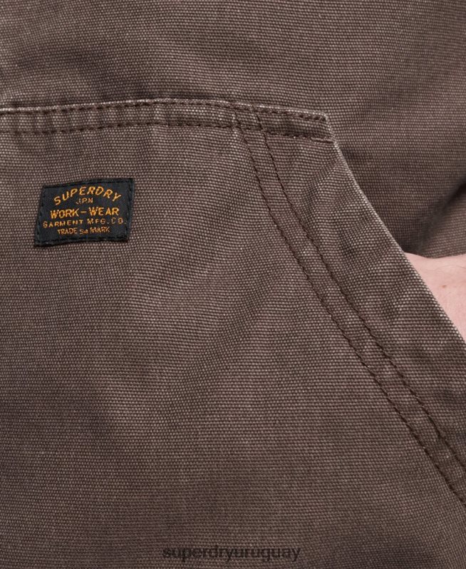 uy Superdry hombres ropa de trabajo con capucha marrón DT2N8Z25 ropa