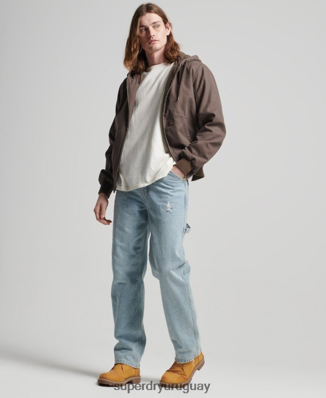 uy Superdry hombres ropa de trabajo con capucha marrón DT2N8Z25 ropa