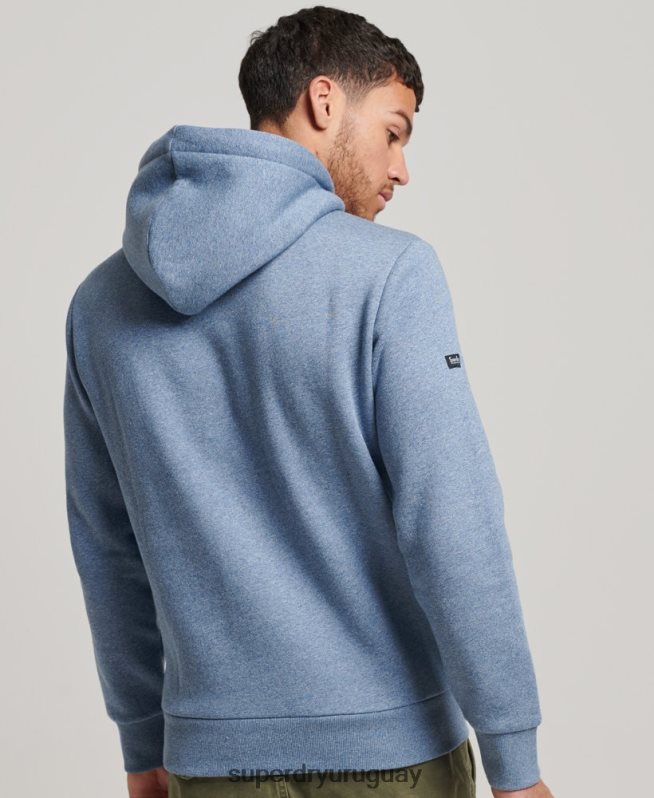 uy Superdry hombres sudadera americana con logo vintage azul claro DT2N8Z488 ropa