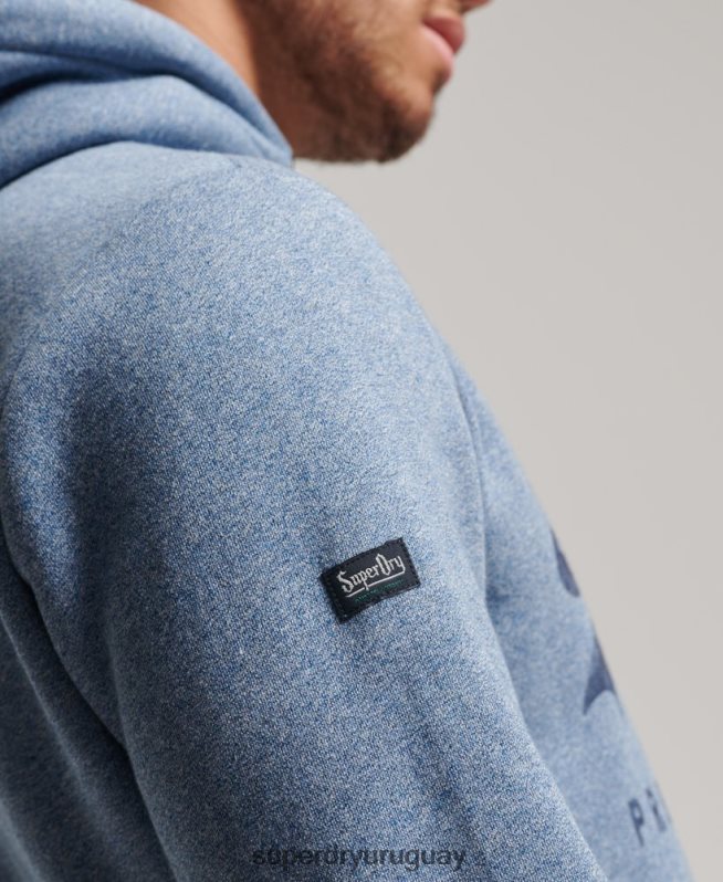 uy Superdry hombres sudadera americana con logo vintage azul claro DT2N8Z488 ropa