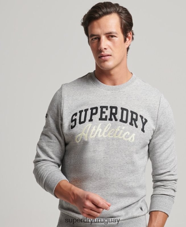 uy Superdry hombres sudadera atlética de gimnasia vintage gris DT2N8Z687 ropa