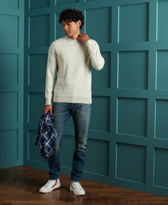 uy Superdry hombres sudadera básica de algodón con cuello redondo gris DT2N8Z5344 ropa