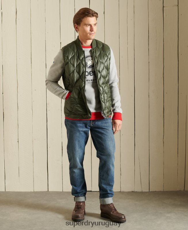 uy Superdry hombres sudadera clásica americana con cuello redondo y logo central gris DT2N8Z5232 ropa