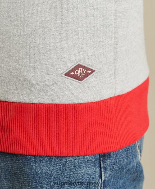 uy Superdry hombres sudadera clásica americana con cuello redondo y logo central gris DT2N8Z5232 ropa