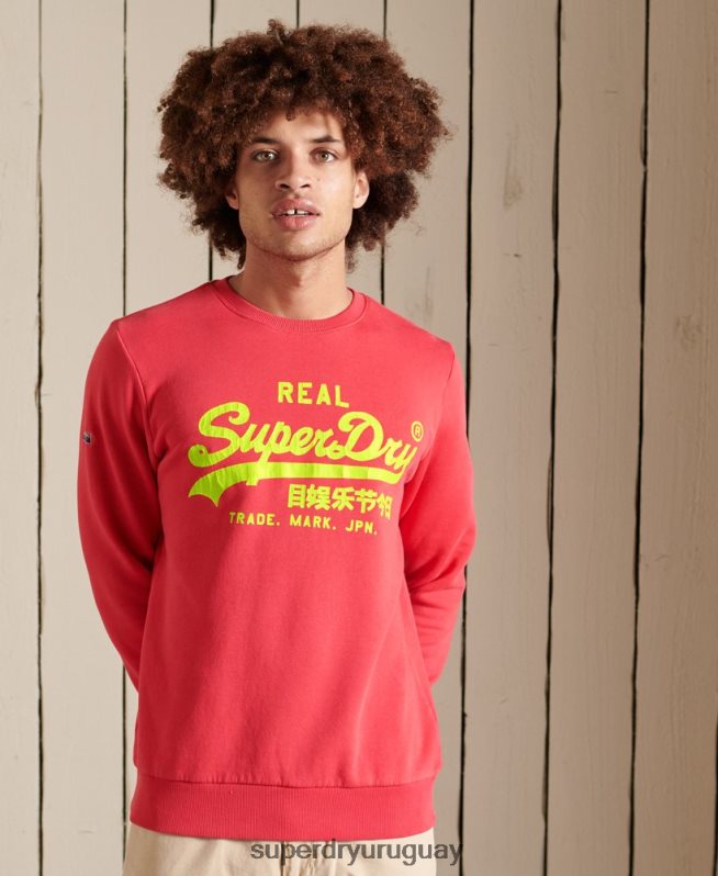 uy Superdry hombres sudadera clásica americana con logo vintage rojo DT2N8Z5029 ropa