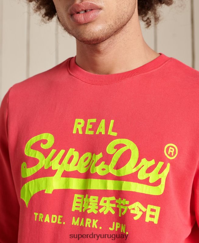 uy Superdry hombres sudadera clásica americana con logo vintage rojo DT2N8Z5029 ropa