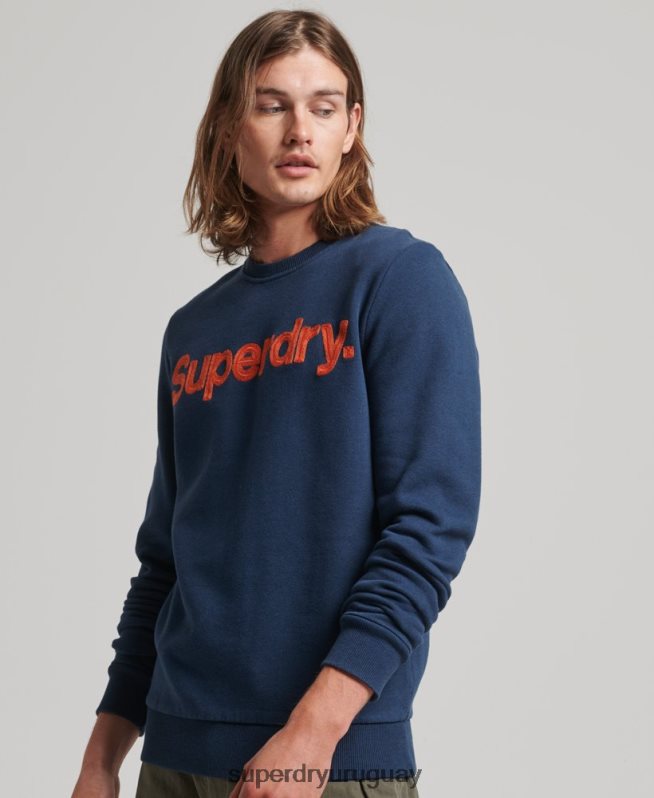 uy Superdry hombres sudadera clásica con logo central azul DT2N8Z591 ropa