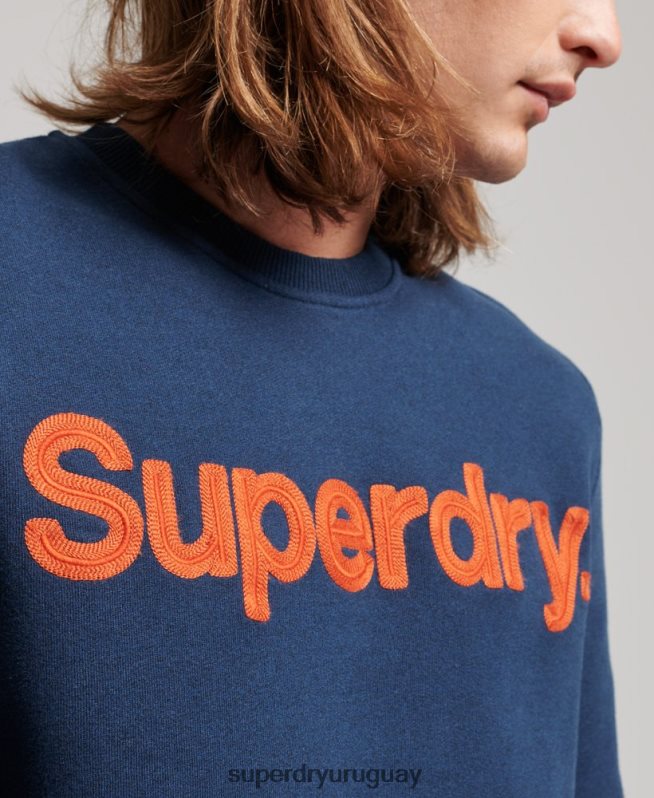 uy Superdry hombres sudadera clásica con logo central azul DT2N8Z591 ropa