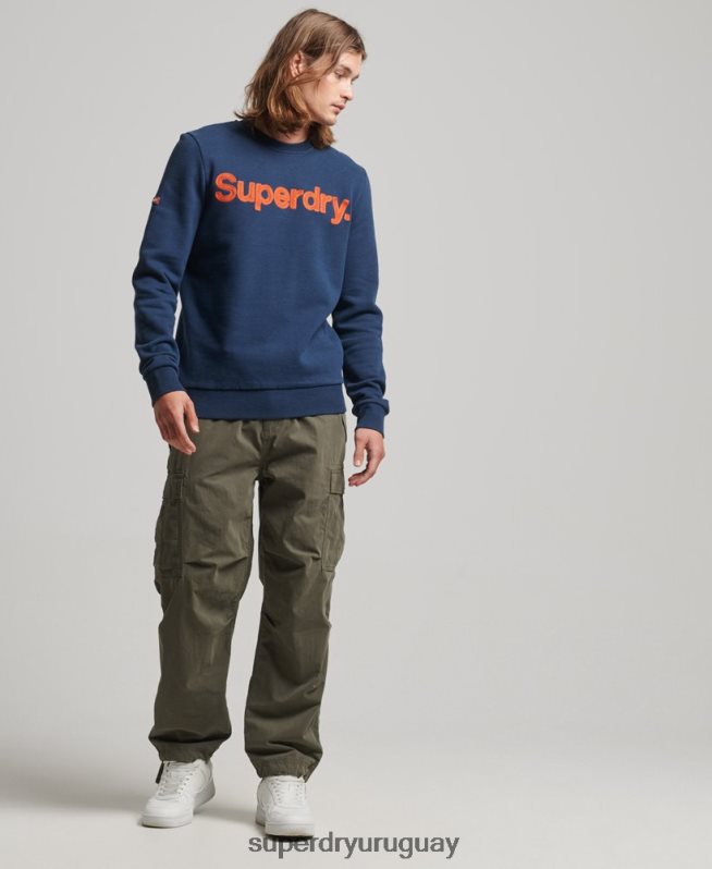 uy Superdry hombres sudadera clásica con logo central azul DT2N8Z591 ropa