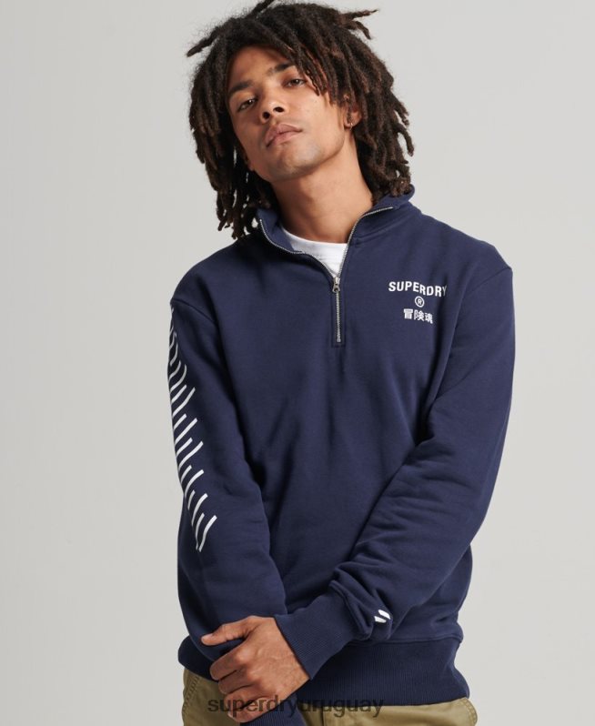 uy Superdry hombres sudadera code core sport con media cremallera Armada DT2N8Z5091 ropa