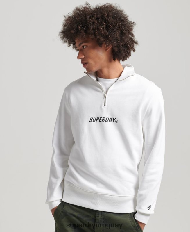 uy Superdry hombres sudadera code core sport con media cremallera blanco DT2N8Z5182 ropa