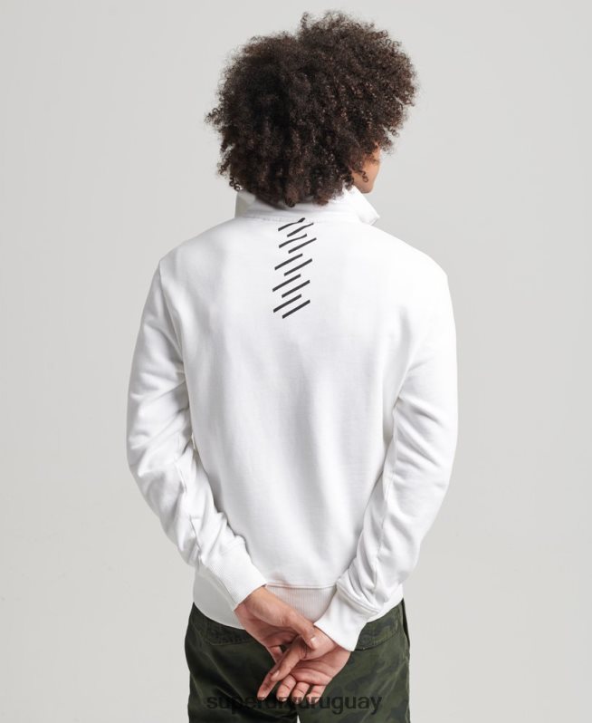 uy Superdry hombres sudadera code core sport con media cremallera blanco DT2N8Z5182 ropa