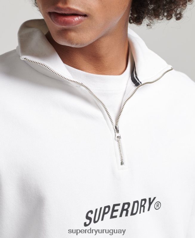 uy Superdry hombres sudadera code core sport con media cremallera blanco DT2N8Z5182 ropa