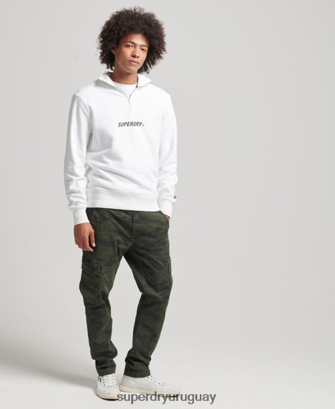 uy Superdry hombres sudadera code core sport con media cremallera blanco DT2N8Z5182 ropa