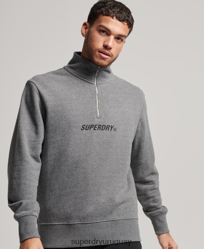 uy Superdry hombres sudadera code core sport con media cremallera gris oscuro DT2N8Z757 ropa