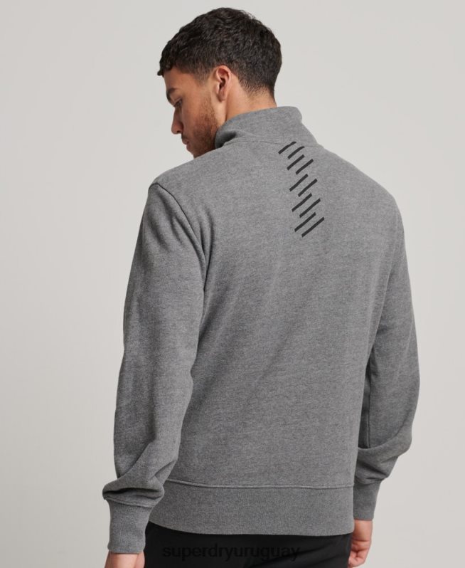 uy Superdry hombres sudadera code core sport con media cremallera gris oscuro DT2N8Z757 ropa