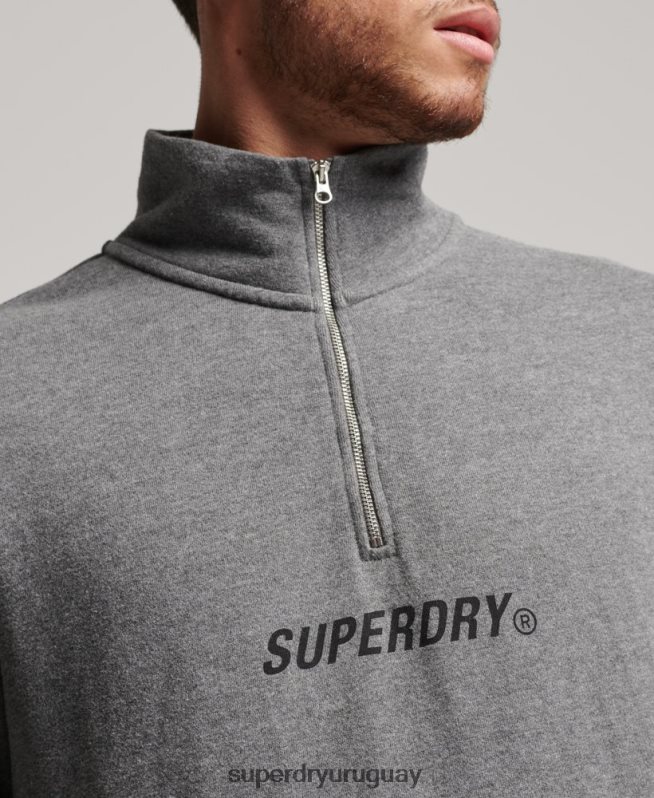 uy Superdry hombres sudadera code core sport con media cremallera gris oscuro DT2N8Z757 ropa