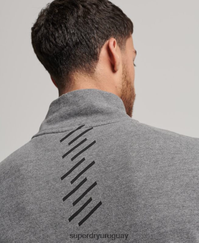 uy Superdry hombres sudadera code core sport con media cremallera gris oscuro DT2N8Z757 ropa