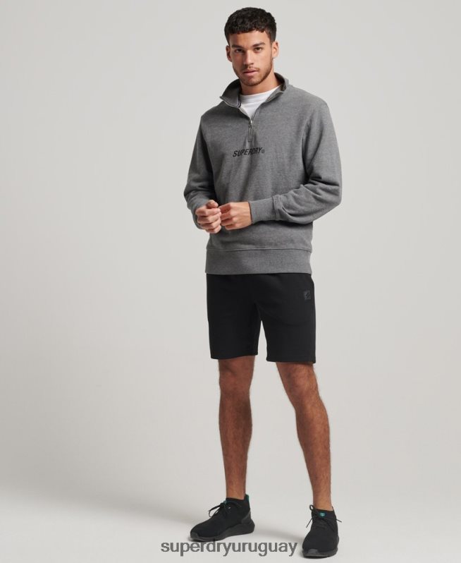 uy Superdry hombres sudadera code core sport con media cremallera gris oscuro DT2N8Z757 ropa