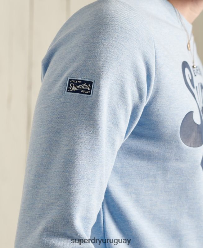 uy Superdry hombres sudadera colegial con cuello redondo azul DT2N8Z870 ropa