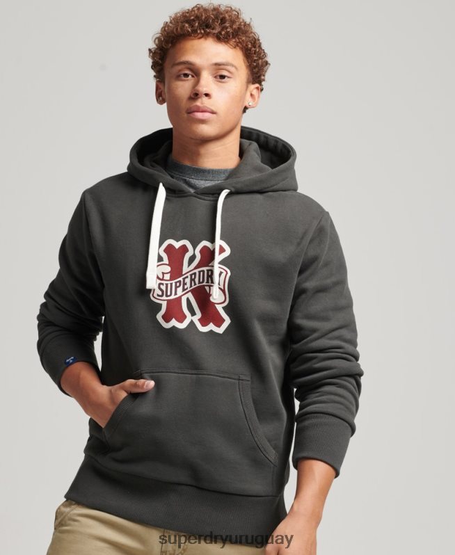 uy Superdry hombres sudadera colegial gris oscuro DT2N8Z5089 ropa
