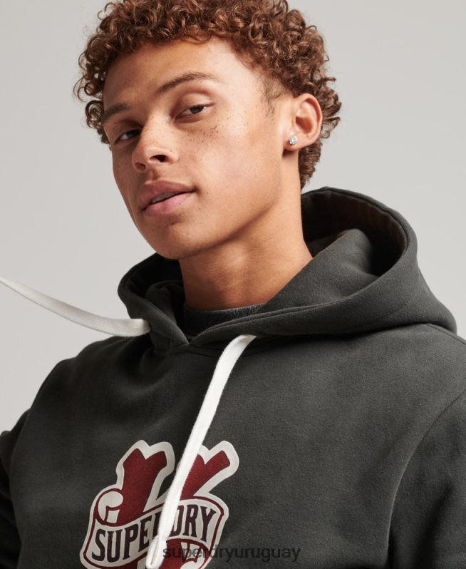 uy Superdry hombres sudadera colegial gris oscuro DT2N8Z5089 ropa